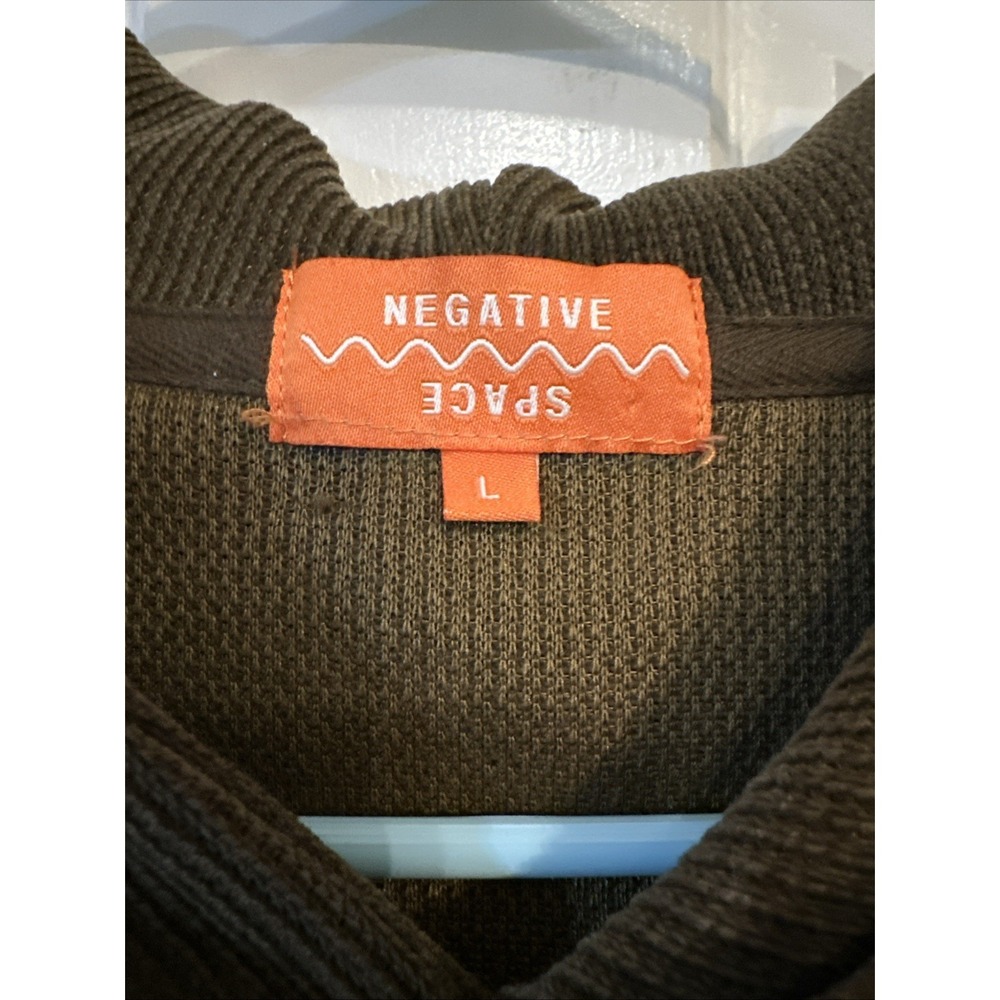 Negative Space Hoodie Mens‎ Large Brown Corduroy Sweater Ribbed Sweatshirt - Picture 3 of 10